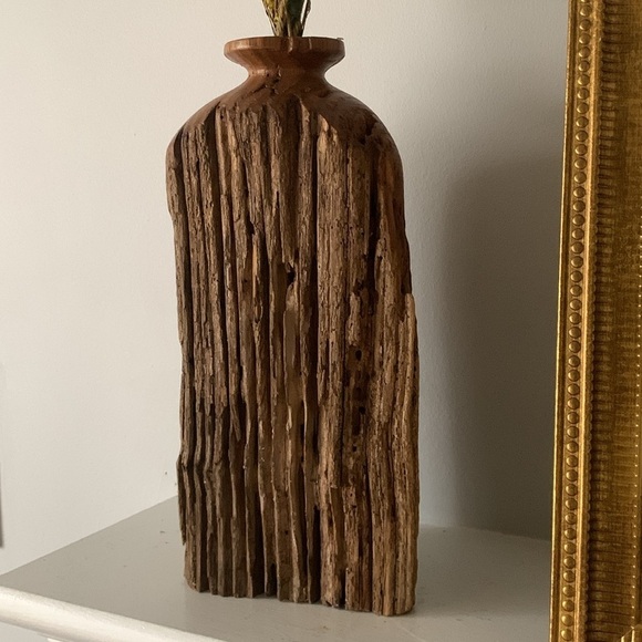 Vintage Wood Lathe Turned Vase Sculpture Carving Early‎ century Art Tall hand md - Picture 3 of 10